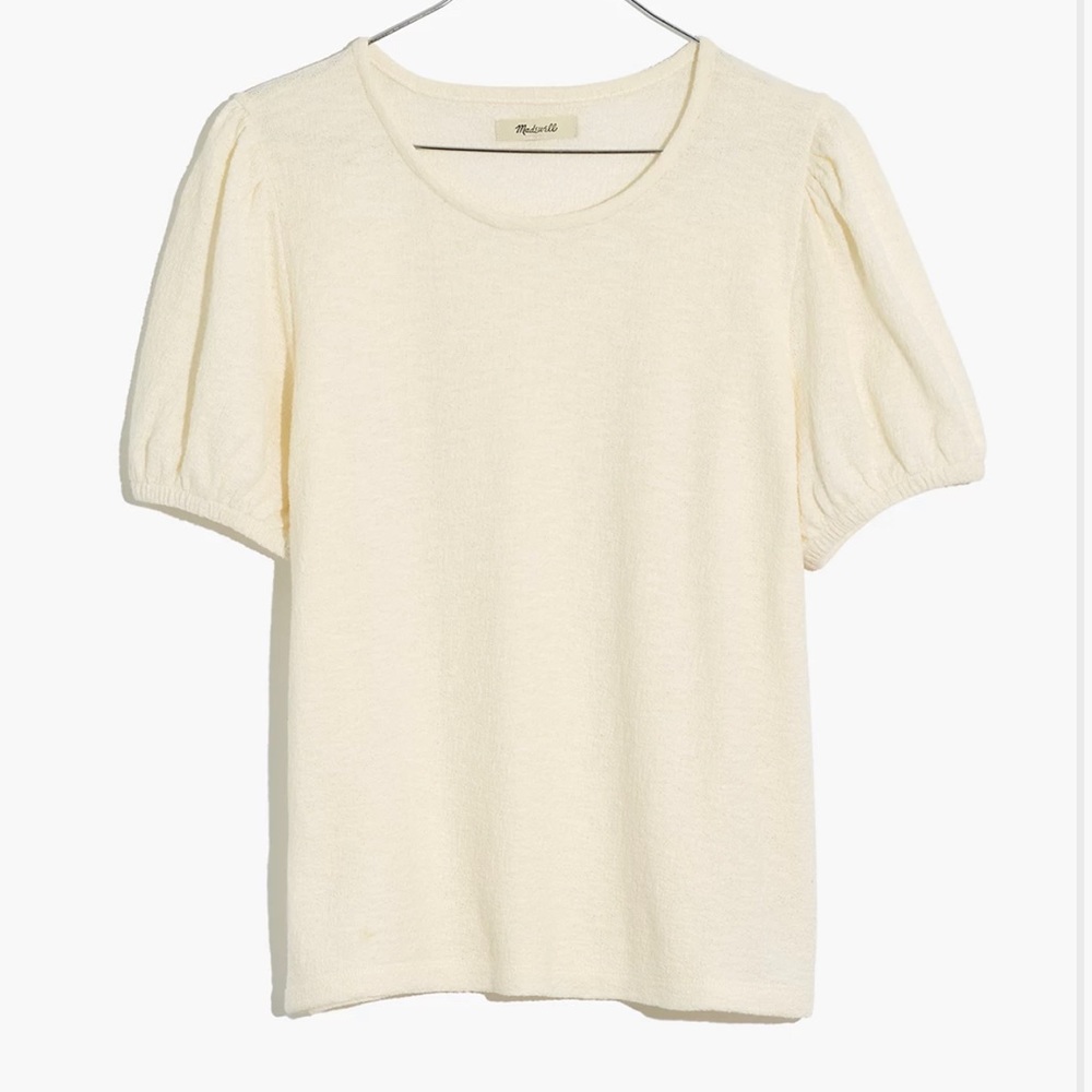 Madewell ivory Superlight Jacquard Puff-Sleeve Tee